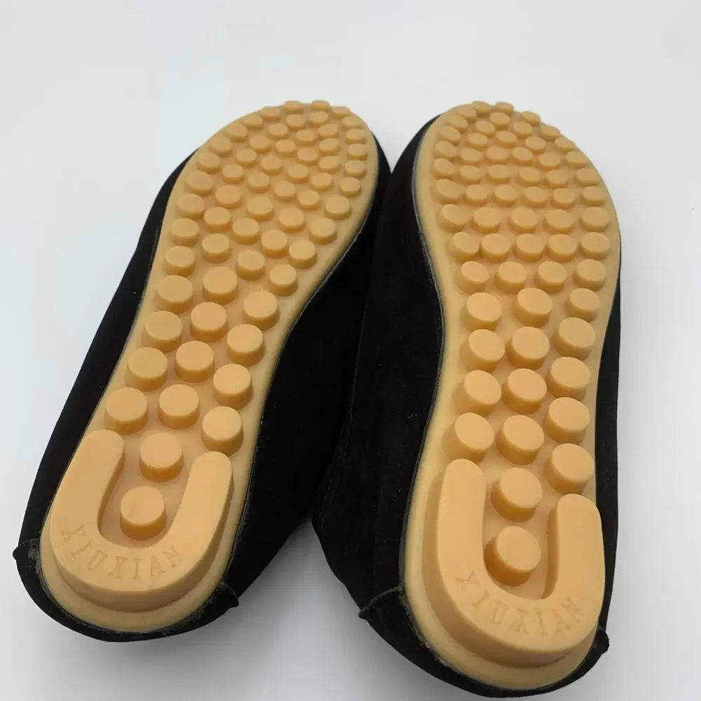 Black Loafer Womens Size 9 Faux Suede Fashion Slippers Bohemian Style